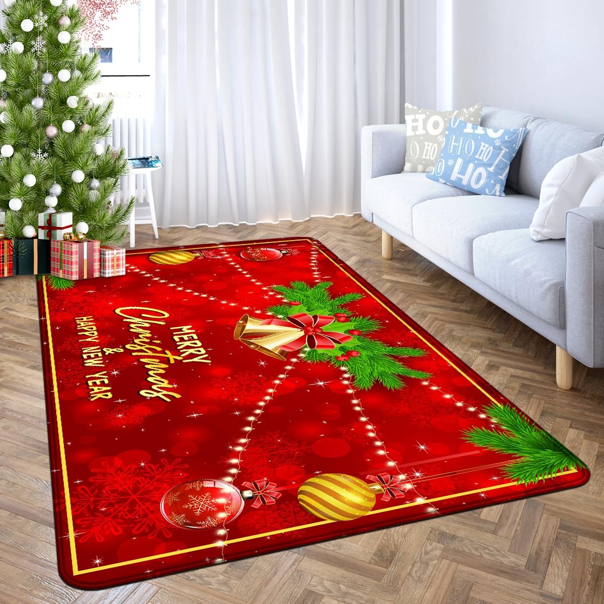 Buy Merry Christmas Area Rug Christmas Pine Tree Carpet Red Xmas